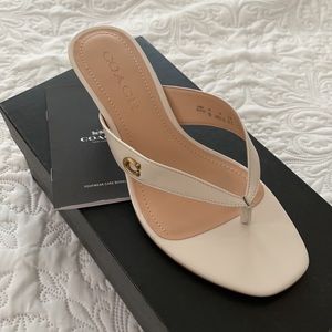 Coach Audree Leather Thong Kitten-Heel Sandals